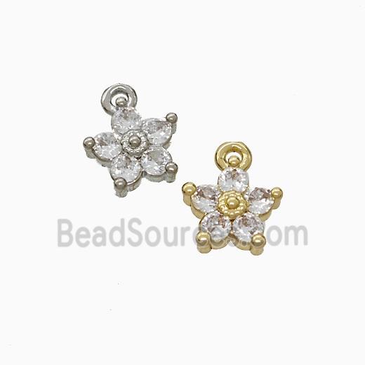 Copper Flower Pendant Pave Zirconia Mixed