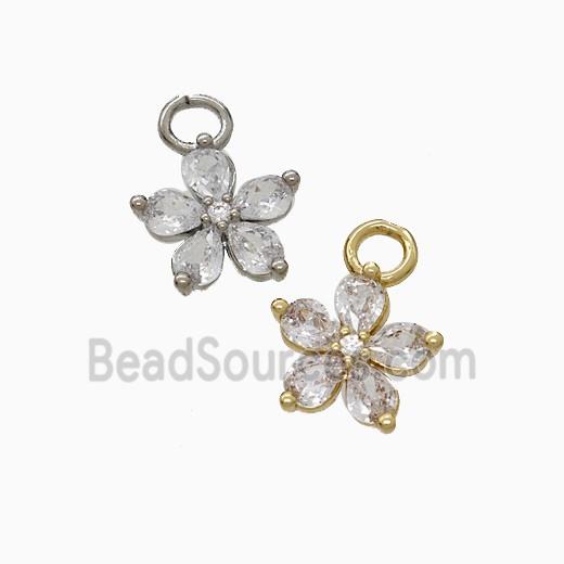 Copper Flower Pendant Pave Zirconia Mixed
