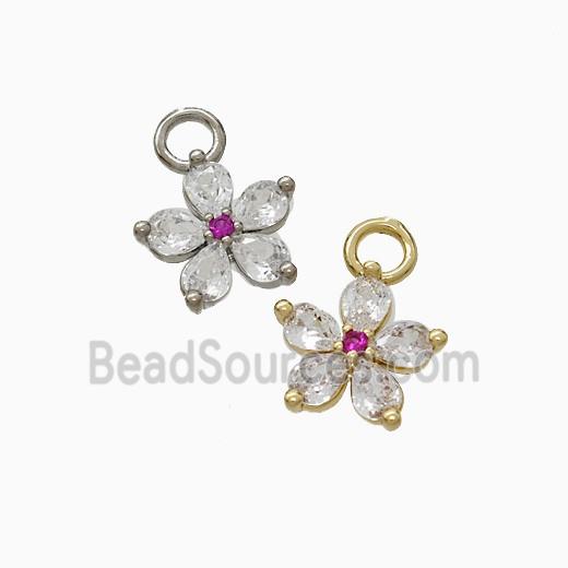 Copper Flower Pendant Pave Zirconia Mixed