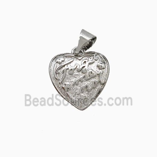 Copper Heart Pendant Forget Me Not Platinum Plated