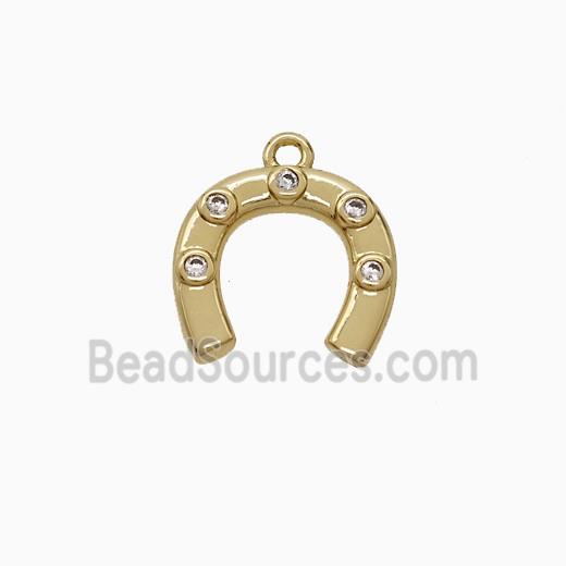 Copper Horseshoe Pendant Pave Zirconia Gold Plated