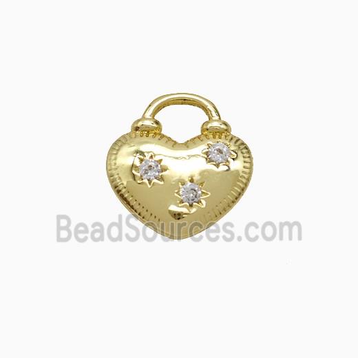 Copper Heart Pendant Pave Zirconia Gold Plated