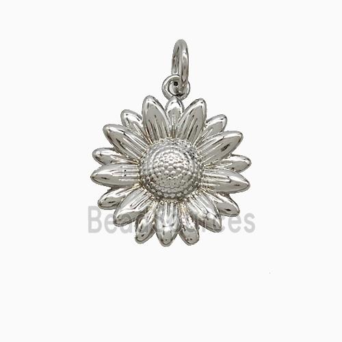 Copper Sunflower Pendant Platinum Plated