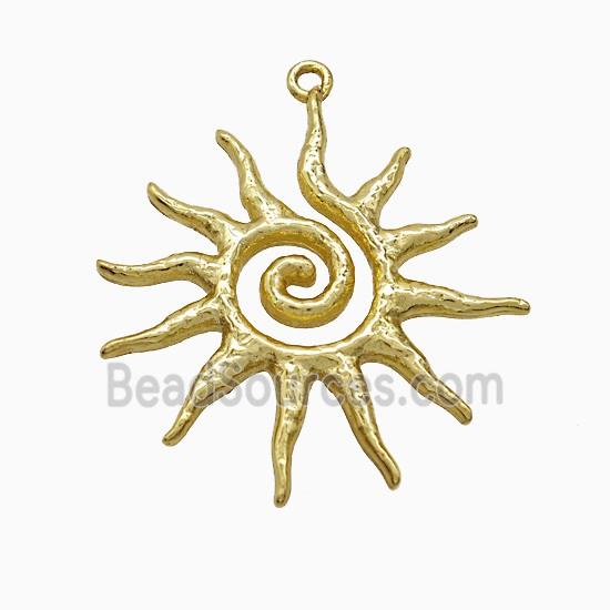 Copper Sun Pendant Spiral Hammered Gold Plated