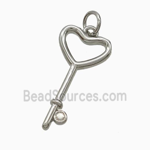 Copper Key Pendant Platinum Plated
