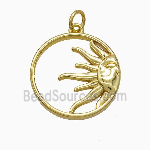 Copper Sun Pendant Gold Plated