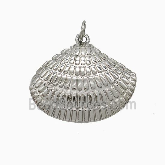 Copper Scallop Shell Pendant Platinum Plated