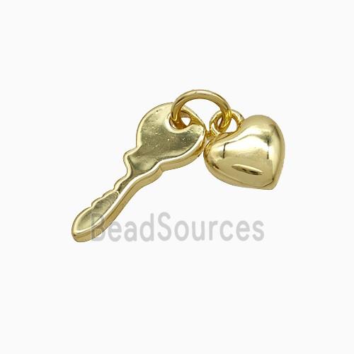 Copper Heart Key Pendant Gold Plated