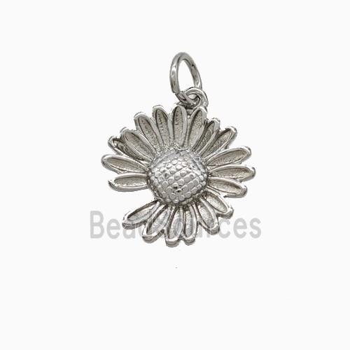 Copper Sunflower Pendant Platinum Plated