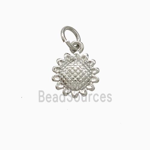 Copper Sunflower Pendant Platinum Plated