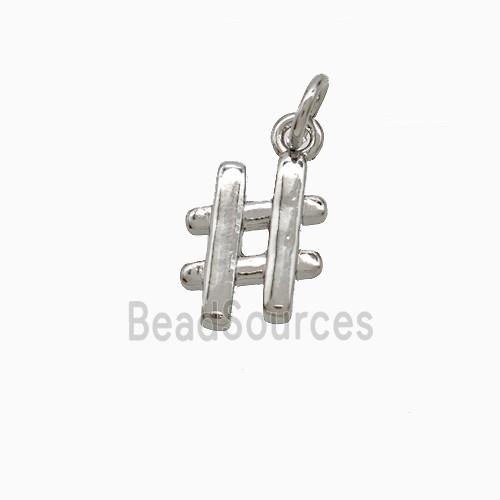 Hashtag Charms Copper Sign Pendant Platinum Plated