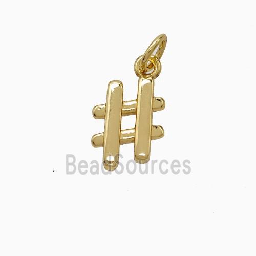 Hashtag Charms Copper Sign Pendant Gold Plated