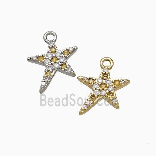 Copper Star Pendant Pave Zirconia Mixed