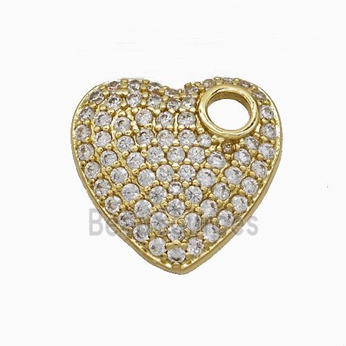 Copper Heart Pendant Micropave Zirconia Gold Plated