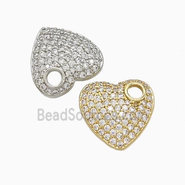 Copper Heart Pendant Micropave Zirconia Mixed