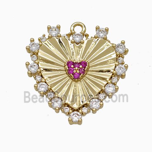 Copper Heart Pendant Micropave Zirconia Gold Plated