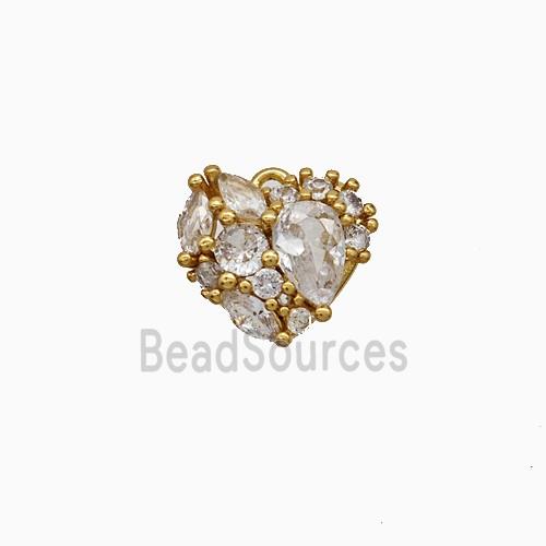 Copper Heart Pendant Micropave Zirconia Gold Plated
