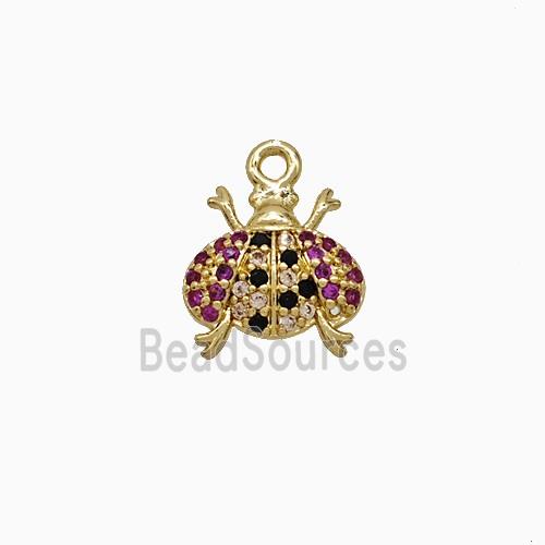 Copper Ladybug Pendant Pave Zirconia Gold Plated