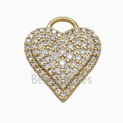 Copper Heart Pendant Pave Zirconia Gold Plated