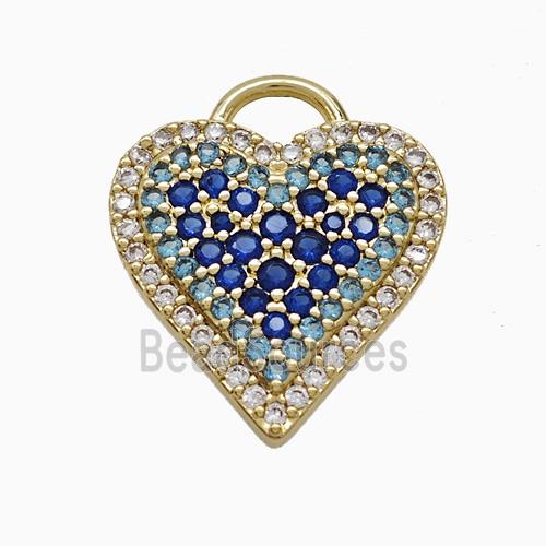 Copper Heart Pendant Pave Zirconia Gold Plated