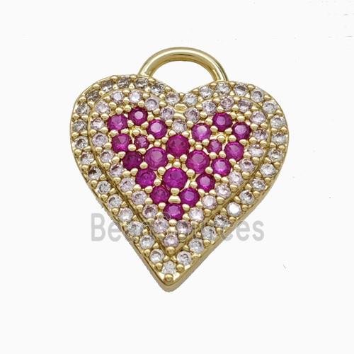 Copper Heart Pendant Pave Zirconia Gold Plated
