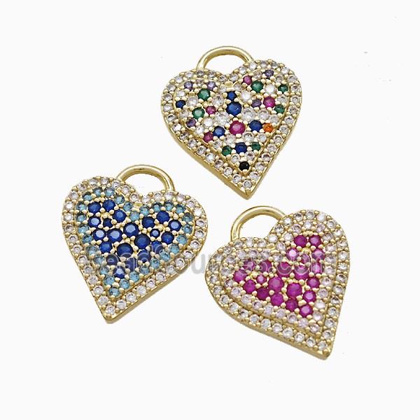 Copper Heart Pendant Pave Zirconia Gold Plated Mixed