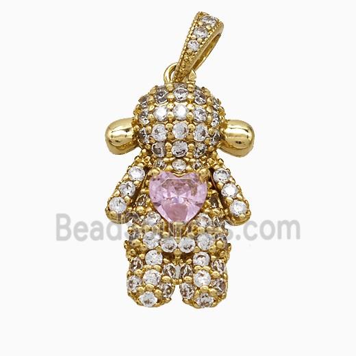 Copper Girls Pendant Pave Zirconia Crystal Glass Kids Gold Plated