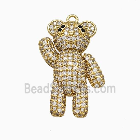 Copper Bear Pendant Pave Zirconia Gold Plated