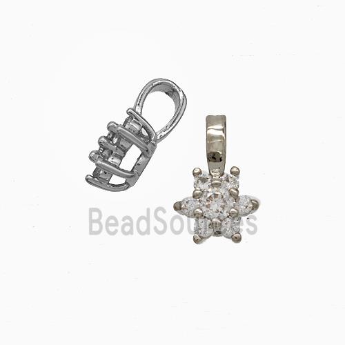 Copper Flower Pendant Pave Crystal Glass Platinum Plated