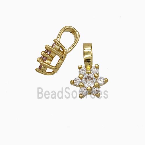 Copper Flower Pendant Pave Crystal Glass Gold Plated
