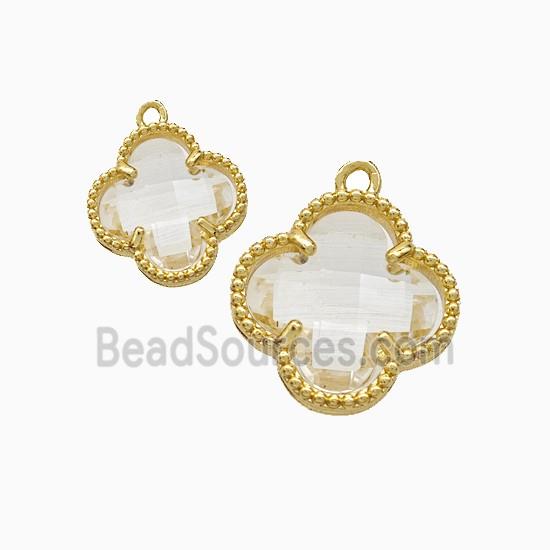 Copper Clover Pendant Pave Crystal Glass Gold Plated
