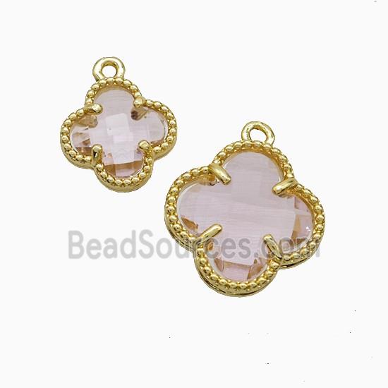Copper Clover Pendant Pave Crystal Glass Gold Plated
