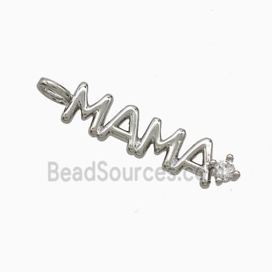 Copper MAMA Pendant Pave Zirconia Platinum Plated