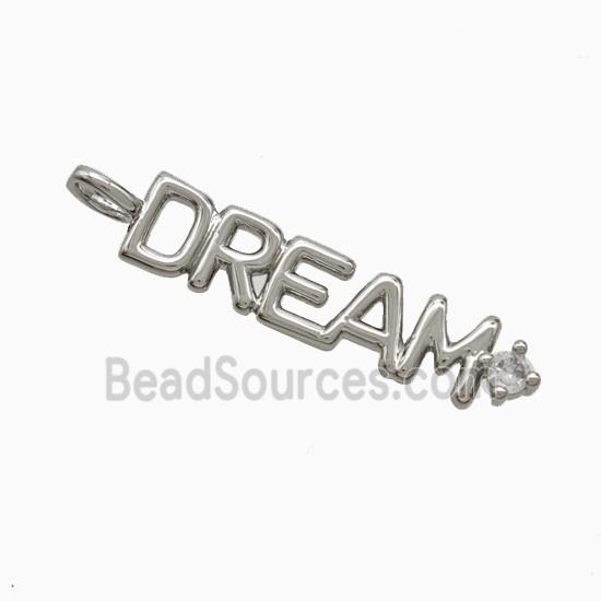 Copper DREAM Pendant Pave Zirconia Platinum Plated
