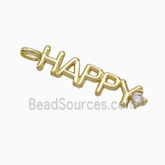 Copper HAPPY Pendant Pave Zirconia Gold Plated