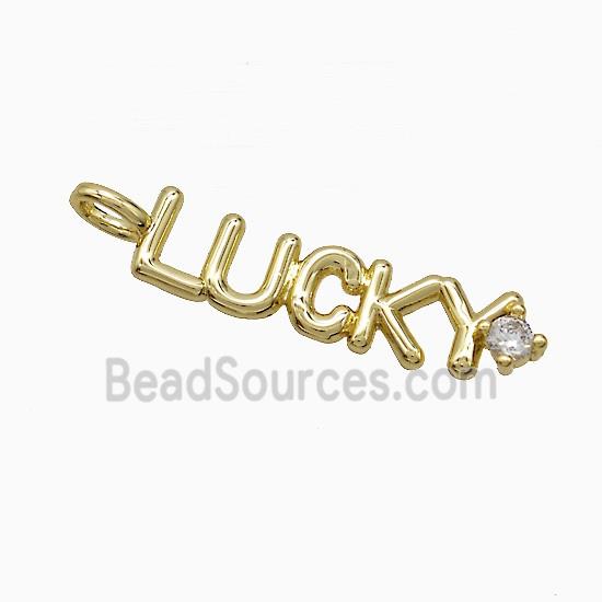 Copper LUCKY Pendant Pave Zirconia Gold Plated