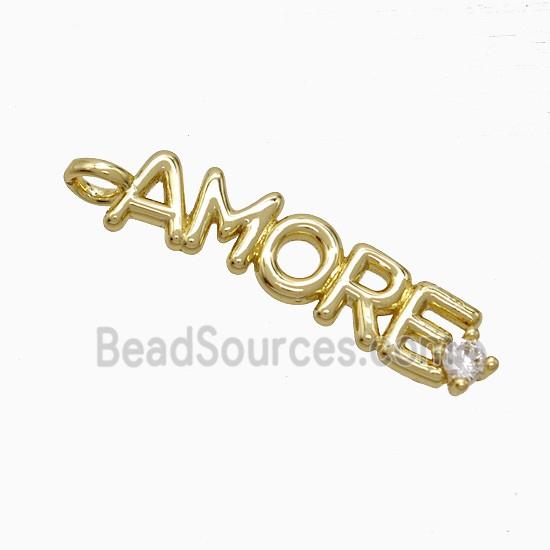 Copper AMORE Pendant Pave Zirconia Gold Plated