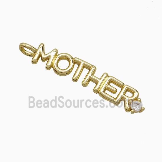 Copper MOTHER Pendant Pave Zirconia Gold Plated