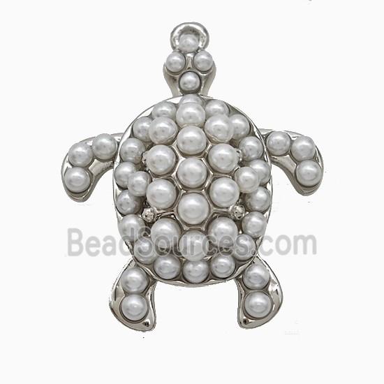 Copper Tortoise Pendant Pave Resin Platinum Plated
