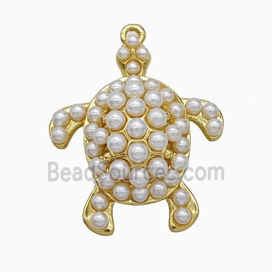 Copper Tortoise Pendant Pave Resin Gold Plated