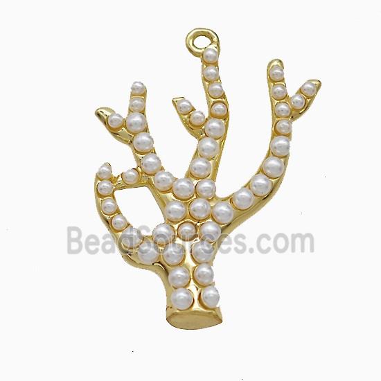 Copper Antlers Pendant Pave Resin Gold Plated
