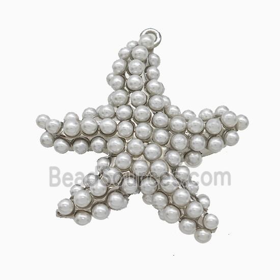 Copper Starfish Pendant Pave Resin Platinum Plated