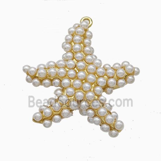 Copper Starfish Pendant Pave Resin Gold Plated