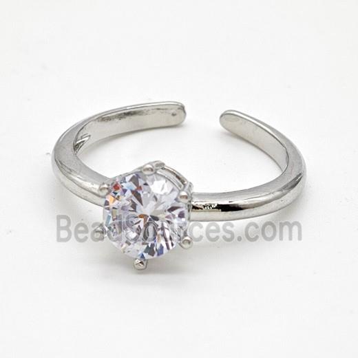 Copper Rings Pave Crystal Glass Platinum Plated