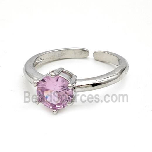 Copper Rings Pave Pink Crystal Glass Platinum Plated