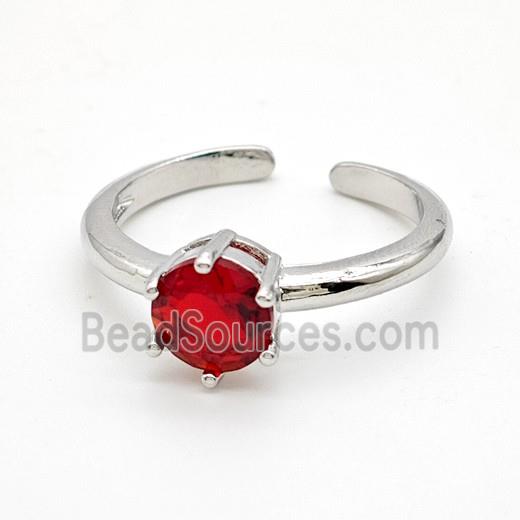 Copper Rings Pave Red Crystal Glass Platinum Plated