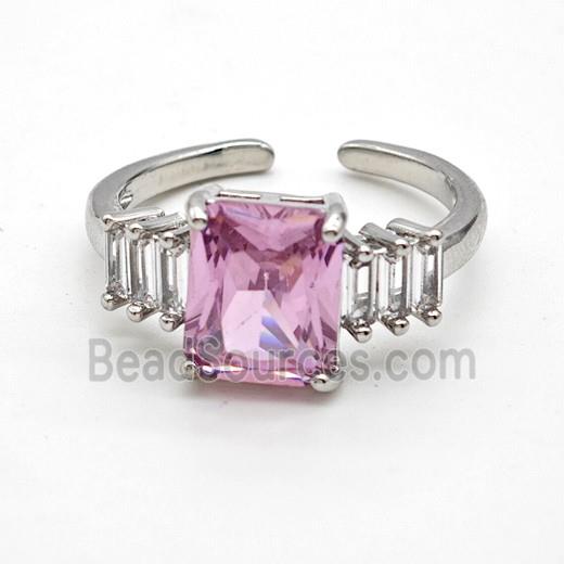 Copper Rings Pave Pink Crystal Glass Platinum Plated