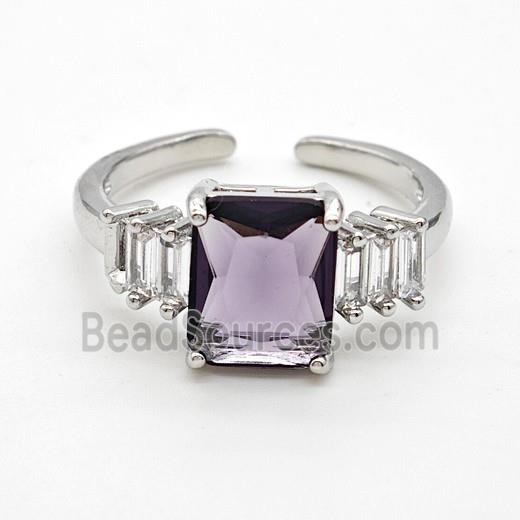Copper Rings Pave Purple Crystal Glass Platinum Plated