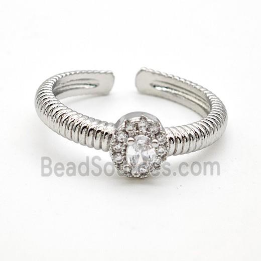 Copper Rings Pave Clear Crystal Glass Oval Platinum Plated