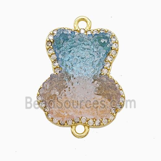 Resin Bear Copper Connector Pave Zirconia Gold Plated